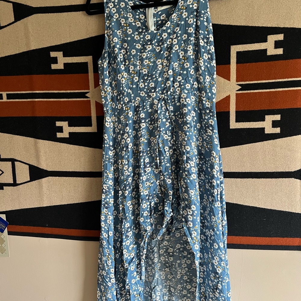 Floral Blue Sleeveless Romper